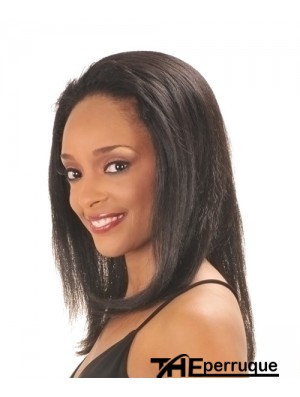 Perruque de cheveux humains Remy indienne droite capless longue noire