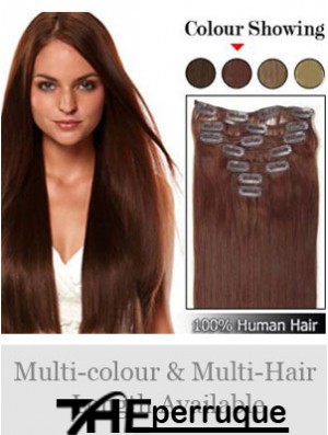 Coiffures Auburn Straight Remy Hair Clip dans les extensions de cheveux