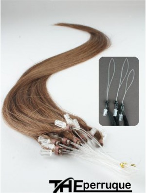 Extensions de cheveux d'anneau de micro boucle droite marron