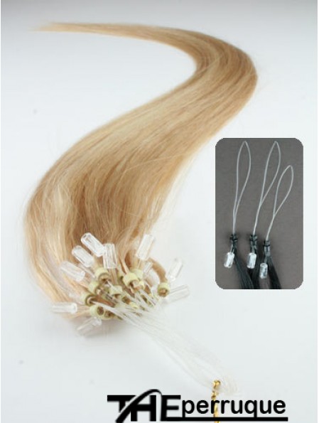 Superbes extensions de cheveux d'anneau de boucle micro blonde droite