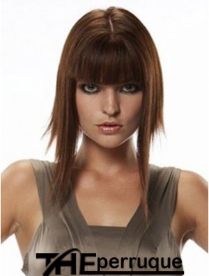 Postiches de cheveux humains Style droit Longue couleur Auburn