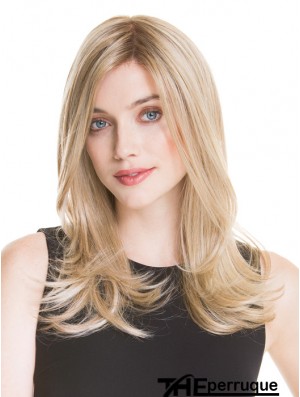 Monofilament longue perruque blonde UK 100% Style droit attaché à la main