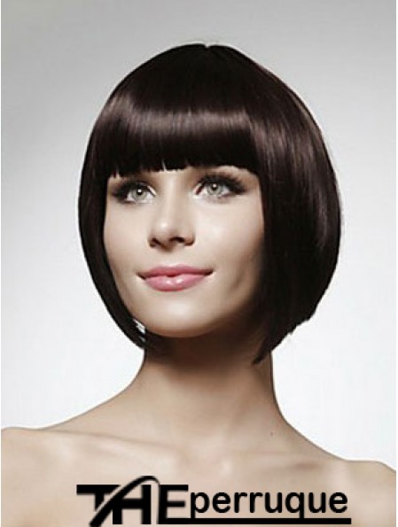 Bob humains pas cher perruques de longueur de menton coupe couleur noire Style droit