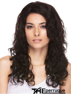 Brésilienne 16  inchcapless longue perruque bouclée de cheveux humains bruns