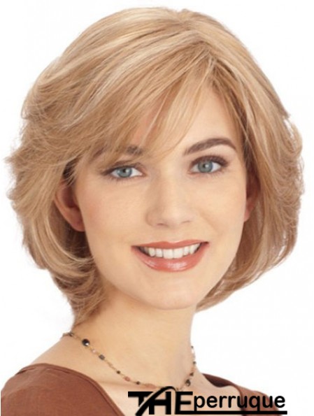 Cheveux humains avant de lacet monofilament haut perruques couleur blonde menton longueur