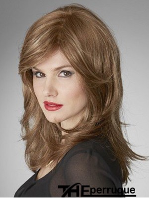 Monofilament Wavy Layered épaule longueur 16 pouces moins cher perruques de cheveux humains