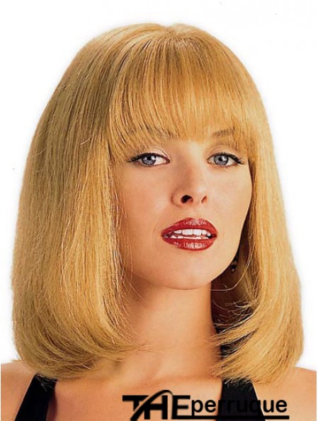 Perruque de cheveux humains blonde avec une longueur d'épaule de style droit