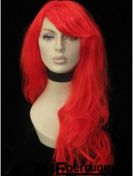Avec frange longue rouge ondulée 20 pouces à la mode perruques de cheveux humains