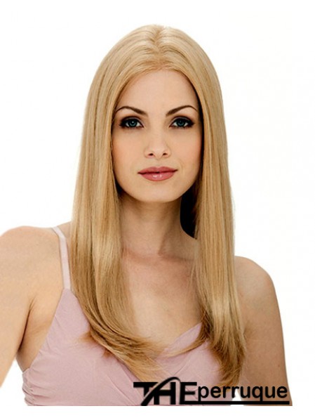 24 pouces Blonde longue couche droite perruques de dentelle de flexibilité