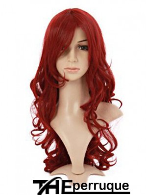 Ondulé avec frange Lace Front Style 20 pouces rouge perruques longues