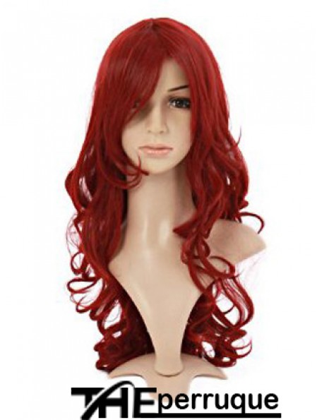 Ondulé avec frange Lace Front Style 20 pouces rouge perruques longues