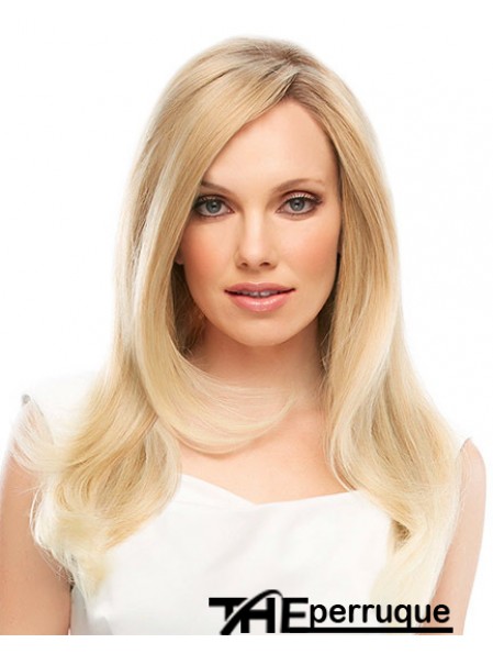 18 pouces Blonde longue couche droite perruques en dentelle conçues