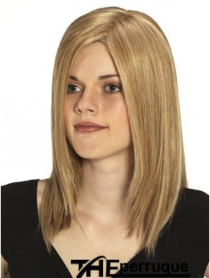 Sans frange No-Fuss Straight Blonde Perruques de cheveux longs humains