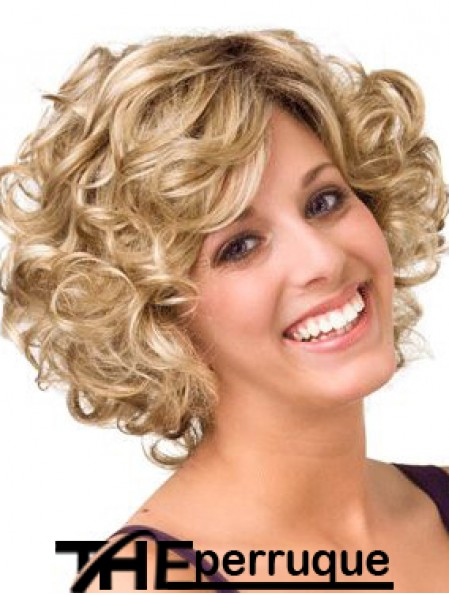 Bouclés Blonde Layered 10 pouces Acheter Perruques de cheveux humains