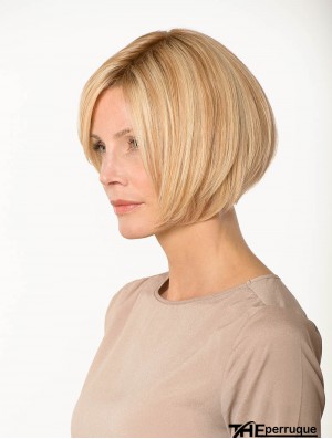 Lace Front Straight Bobs 8 pouces Blonde Longueur de menton Perruques de vrais cheveux humains