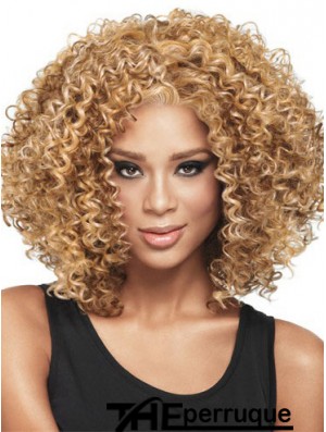 Style de cheveux africains avec une longueur d'épaule de couleur blonde style capless Kinky