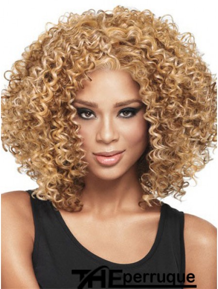 Style de cheveux africains avec une longueur d'épaule de couleur blonde style capless Kinky