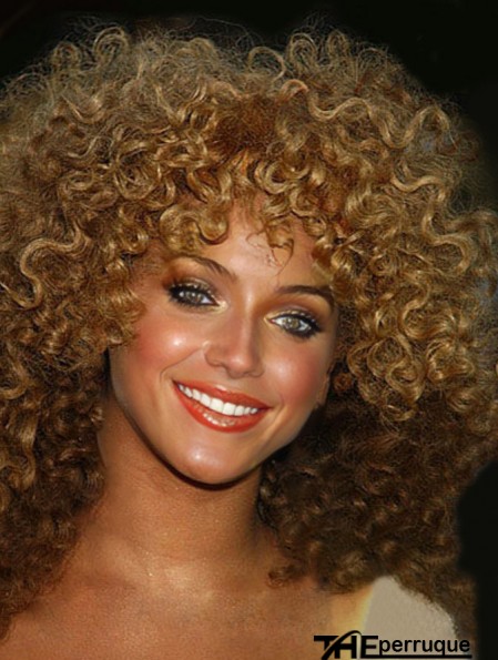 11 pouces Caples Synthétique Blonde Classique Kinky Curly Lace Wigs