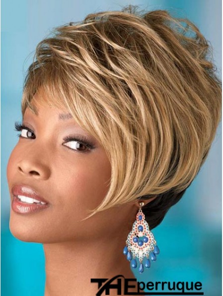 Blonde courte ondulée Boycuts perruques afro-américaines confortables