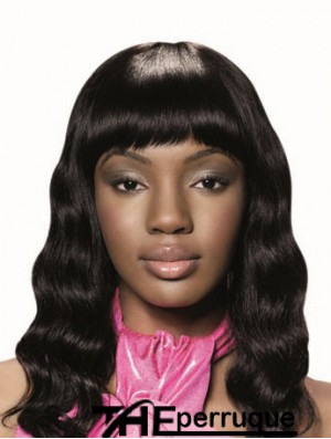 Long Black Wavy With Bangs New African American Wigs