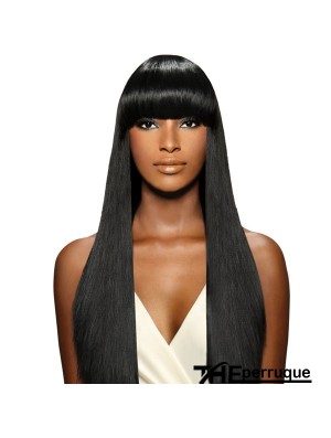 Brésilienne Yaki capless longue avec perruque frange pour femme noire UK