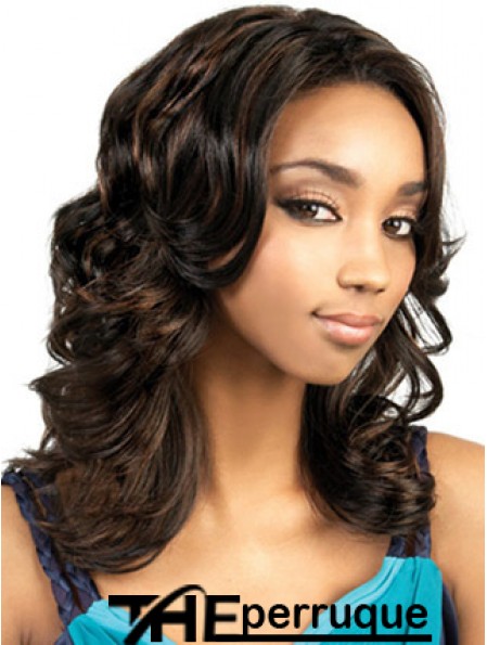 Long Brown Wavy Without Bangs Superbes perruques afro-américaines