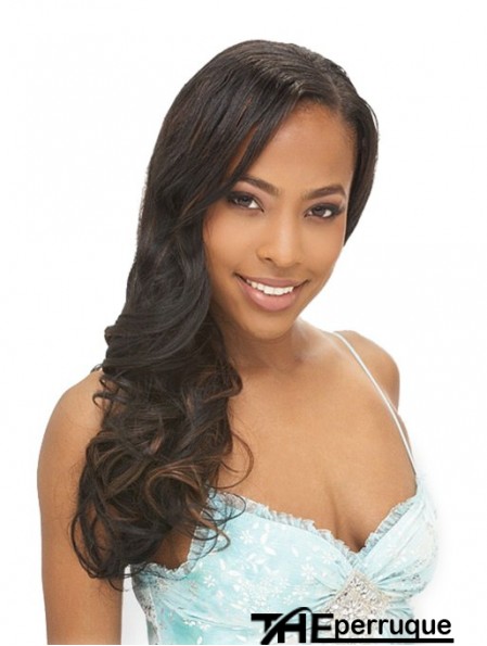 Long Black Wavy Without Bangs Hairstyles African American Wigs