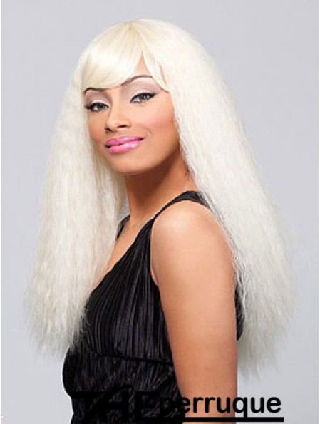 Blonde longue et droite avec frange perruques afro-américaines