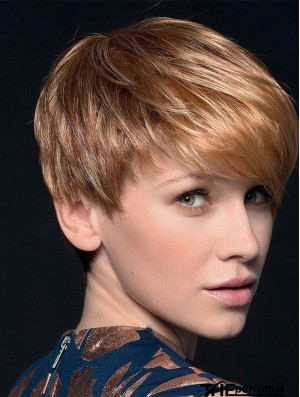 Blonde 4  inchBoycuts Crop Top perruques monofilament