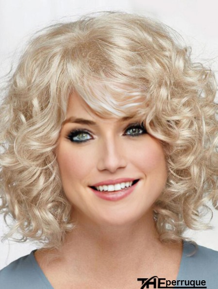 Curly Platinum Blonde Longueur de menton 12 pouces Coiffures Perruques classiques