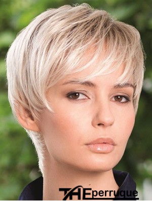 Perruque de cheveux synthétiques Boycuts Style droit Couleur blonde Longueur courte