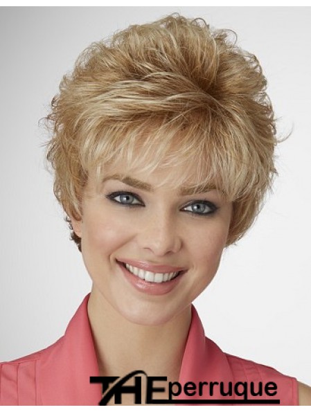 Perruque de cheveux synthétique élégante en couches style longueur courte couleur blonde
