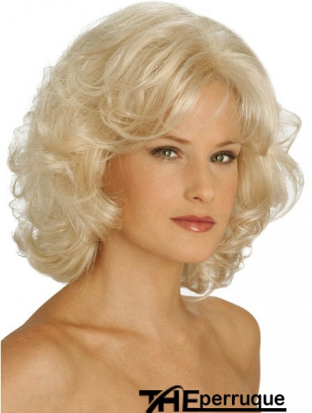 Perruques UK Synthétique Chin Longueur Blonde Couleur Bouclée Style