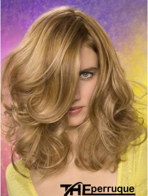 Wavy Layered épaule Longueur Blonde à la mode avant de lacet perruques