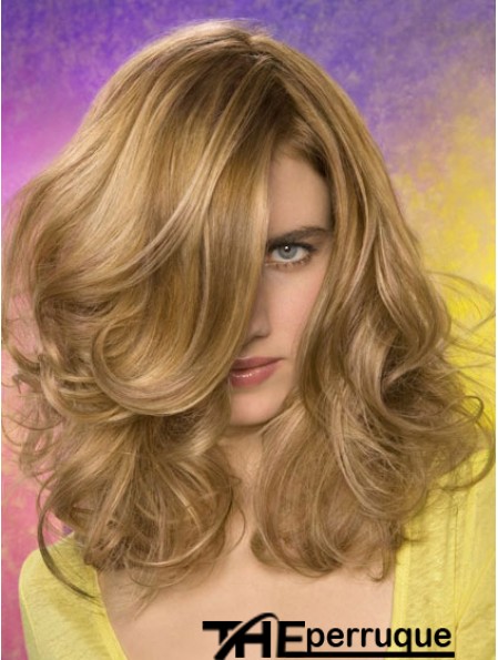 Wavy Layered épaule Longueur Blonde à la mode avant de lacet perruques