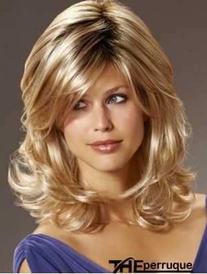 UK Cheveux synthétiques avec frange Longueur d'épaule Couleur blonde