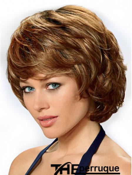 Cheveux synthétiques avant de lacet perruques UK longueur du menton couleur Auburn style ondulé