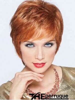 Boycuts Cropped Synthetic Straight Auburn Monofilament Wig Large