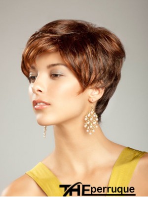 Perruque de cheveux synthétiques courts Boycuts Longueur courte Couleur Auburn