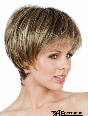 Boycuts Short Brown Straight Sleek Petite Wigs