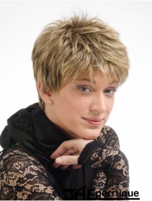 Moderne 6 pouces droite blonde Boycuts courtes perruques