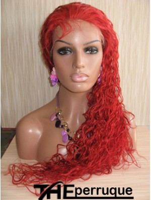 Curly Without Bangs Lace Front Natural 22 pouces Rouge Longue Perruques