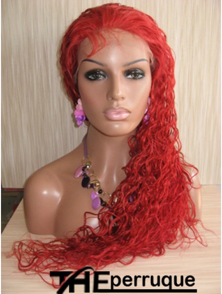 Curly Without Bangs Lace Front Natural 22 pouces Rouge Longue Perruques