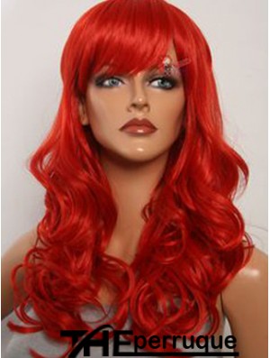 Wavy With Bangs Lace Front Fashion 20 pouces rouge longues perruques