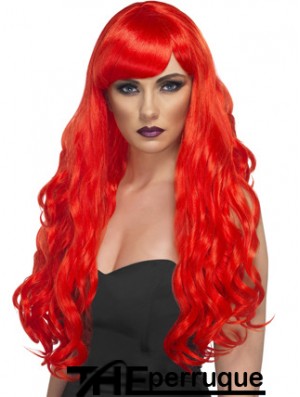 Wavy With Bangs Lace Front Incroyable 24 pouces rouge longues perruques