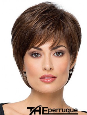 Convient 8  inchStraight Brown avec Bangs perruques courtes