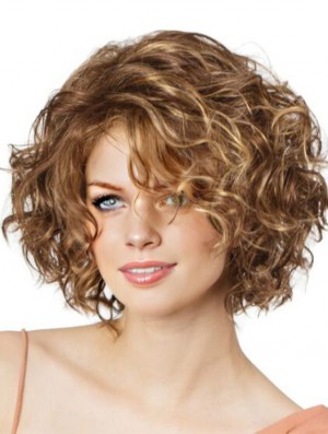 Lace Front Curly 11  inchBlonde Bob Cut Perruques