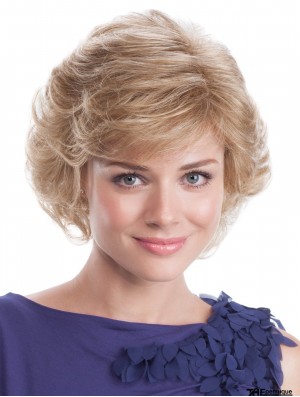 Blonde ondulée 9  inchperruque capless pour les femmes de style classique