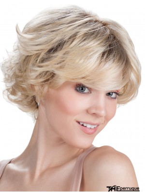 Perruque de cheveux courts classique ondulée blonde capless 9 pouces