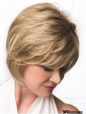 Monofilament Blonde 10 pouces Wavy Bobs Cancer Perruques pour les femmes